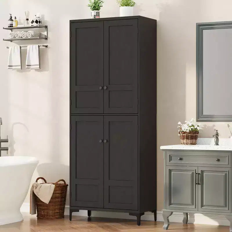Armadietto alto da 180 cm con ante, mensola regolabile, organizer multiuso per dispensa cucina e bagno