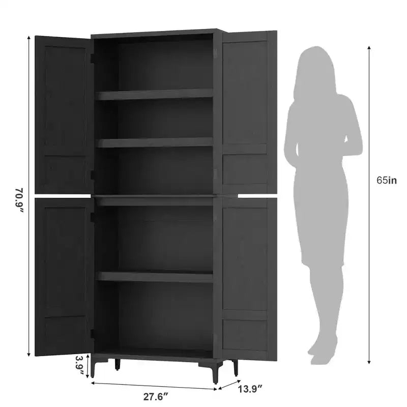 Armadietto alto da 180 cm con ante, mensola regolabile, organizer multiuso per dispensa cucina e bagno