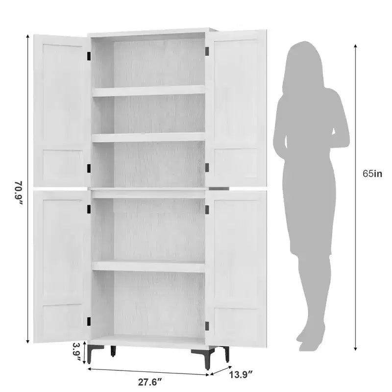 Armadietto alto da 180 cm con ante, mensola regolabile, organizer multiuso per dispensa cucina e bagno