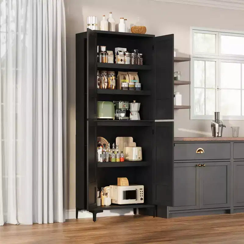 Armadietto alto da 180 cm con ante, mensola regolabile, organizer multiuso per dispensa cucina e bagno