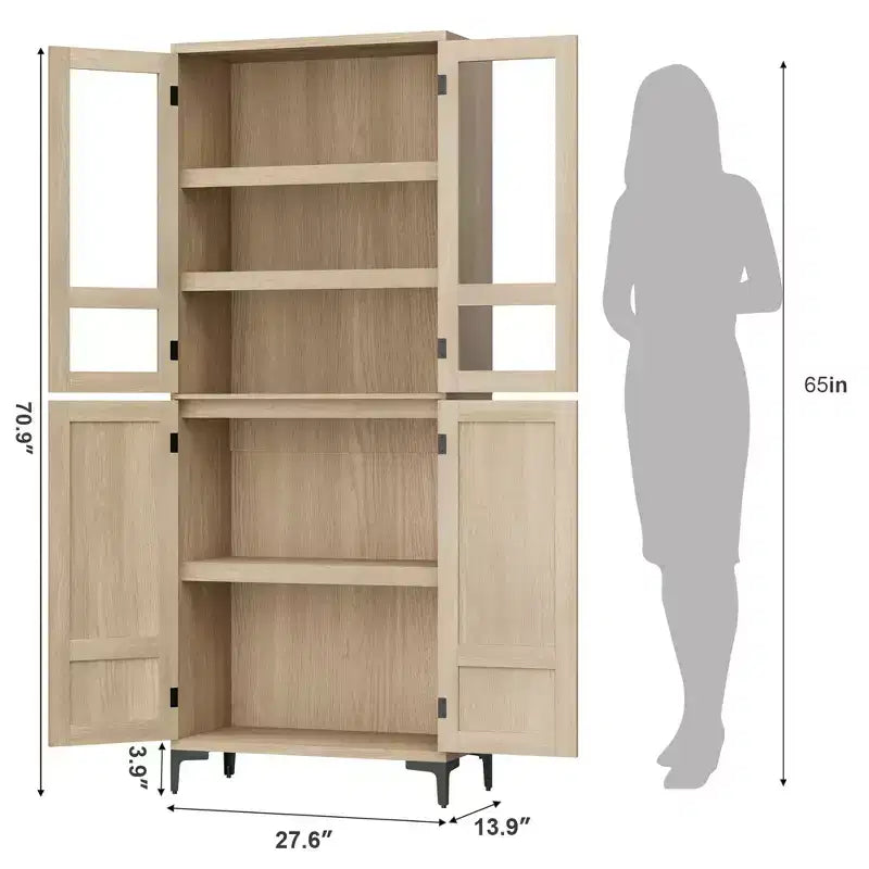 Armadietto alto da 180 cm con ante, mensola regolabile, organizer multiuso per dispensa cucina e bagno