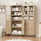 Armadietto alto da 180 cm con ante, mensola regolabile, organizer multiuso per dispensa cucina e bagno