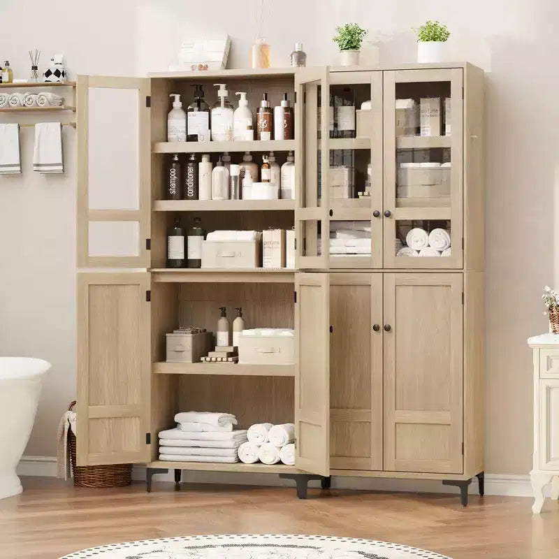 Armadietto alto da 180 cm con ante, mensola regolabile, organizer multiuso per dispensa cucina e bagno
