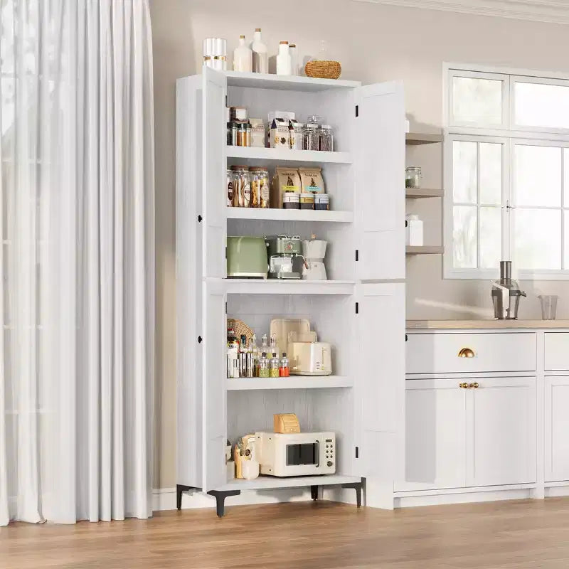 Armadietto alto da 180 cm con ante, mensola regolabile, organizer multiuso per dispensa cucina e bagno