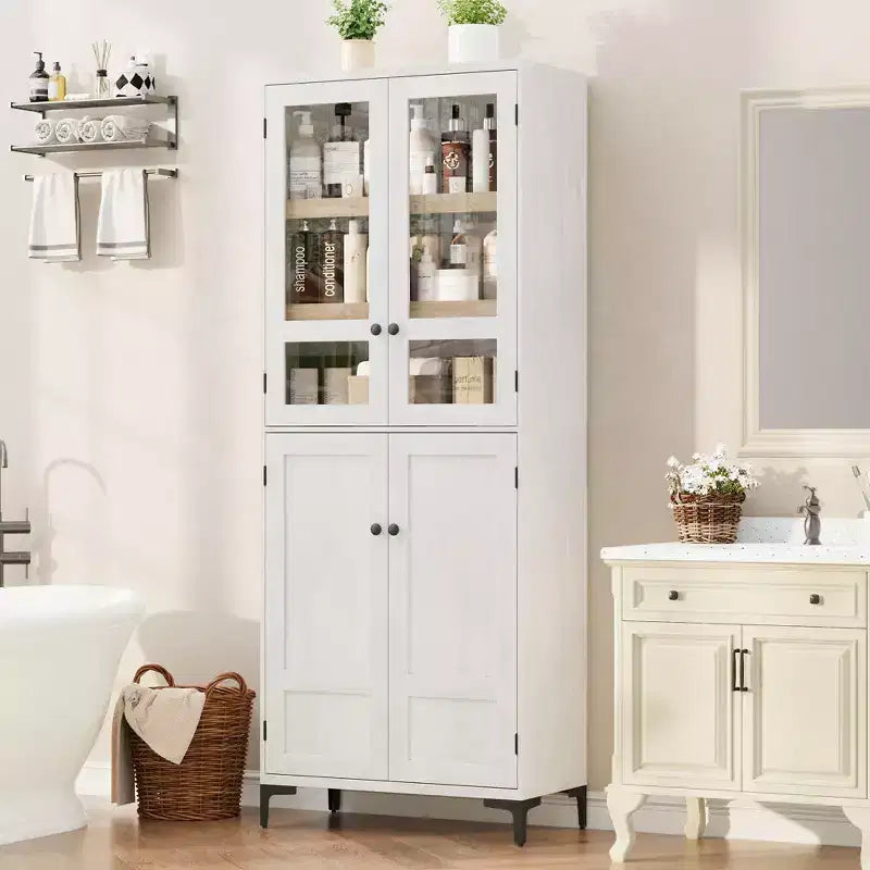 Armadietto alto da 180 cm con ante, mensola regolabile, organizer multiuso per dispensa cucina e bagno