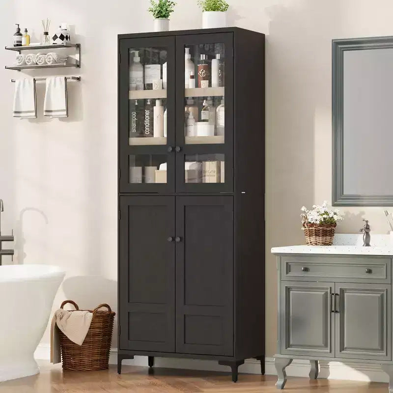 Armadietto alto da 180 cm con ante, mensola regolabile, organizer multiuso per dispensa cucina e bagno