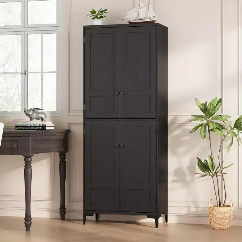Armadietto alto da 180 cm con ante, mensola regolabile, organizer multiuso per dispensa cucina e bagno