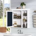 Mobile bagno moderno a parete con specchio e ripiani, armadietto dei medicinali con specchio per bagno