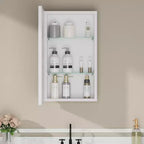 Armadietto a specchio per il bagno da incasso o da superficie, con ripiani regolabili in vetro temperato e anta reversibile
