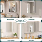 Armadietto a specchio per il bagno da incasso o da superficie, con ripiani regolabili in vetro temperato e anta reversibile