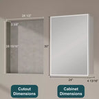 Armadietto a specchio per il bagno da incasso o da superficie, con ripiani regolabili in vetro temperato e anta reversibile