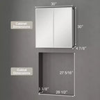 Armadietto a specchio per il bagno da incasso o da superficie, con ripiani regolabili in vetro temperato e anta reversibile