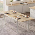 Extendable Dining Table for 46, 63 Large Wood Table with Metal Frame and MDF Top, Kitchen or Dining Room