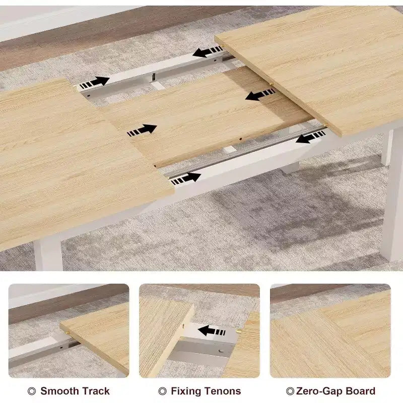 Tavolo da pranzo allungabile per 4-6 persone, 160 cm Tavolo grande in legno con struttura in metallo e ripiano in MDF, per cucina o sala da pranzo