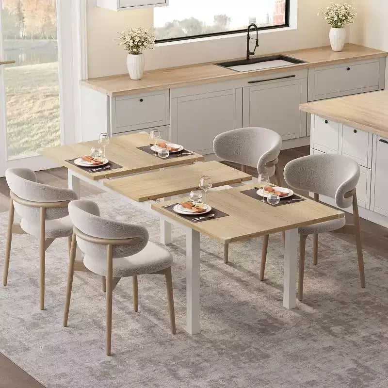Tavolo da pranzo allungabile per 4-6 persone, 160 cm Tavolo grande in legno con struttura in metallo e ripiano in MDF, per cucina o sala da pranzo