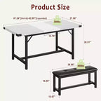 Tavolo da Pranzo Allungabile da 120-160 cm per 4-6 Persone, Tavolo Industriale in Legno con 2 Panche, Salvaspazio