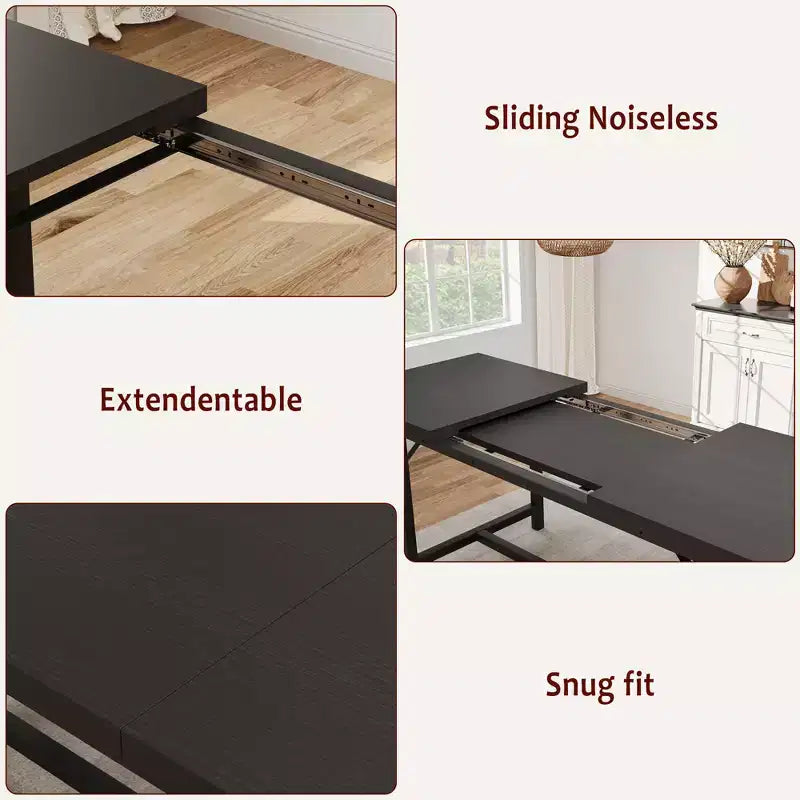 Tavolo da Pranzo Allungabile da 120-160 cm per 4-6 Persone, Tavolo Industriale in Legno con 2 Panche, Salvaspazio
