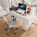 Moderna scrivania per computer da casa con cassetti e mensole, scrivania per studenti e ragazzi con borsa laterale per studio, ufficio, studio