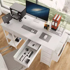 Moderna scrivania per computer da casa con cassetti e mensole, scrivania per studenti e ragazzi con borsa laterale per studio, ufficio, studio