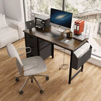Moderna scrivania per computer da casa con cassetti e mensole, scrivania per studenti e ragazzi con borsa laterale per studio, ufficio, studio