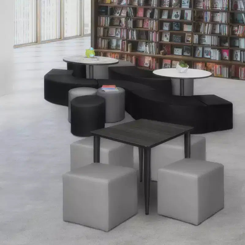 Pouf Contenitore Quadrato Jean, 4 Pezzi