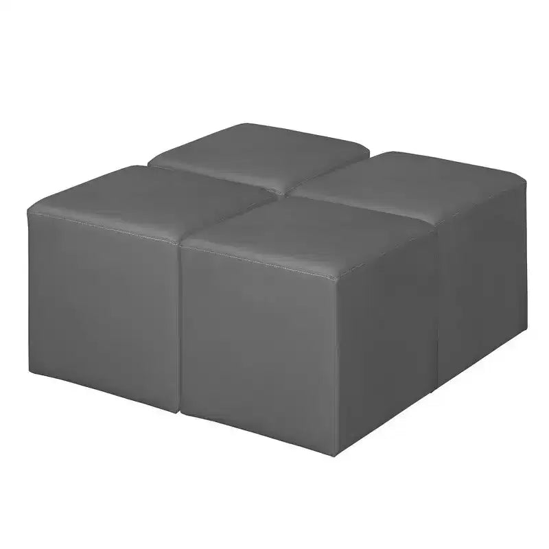 Pouf Contenitore Quadrato Jean, 4 Pezzi