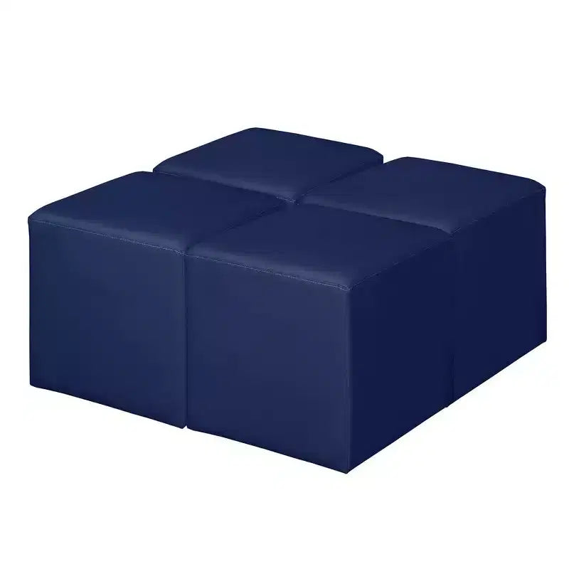 Pouf Contenitore Quadrato Jean, 4 Pezzi