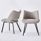 Sedia da pranzo moderna imbottita con schienale curvo e gambe in metallo nero - Grigio chiaro