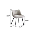 Sedia da pranzo moderna imbottita con schienale curvo e gambe in metallo nero - Grigio chiaro