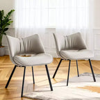 Sedia da pranzo moderna imbottita con schienale curvo e gambe in metallo nero - Grigio chiaro