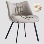 Sedia da pranzo moderna imbottita con schienale curvo e gambe in metallo nero - Grigio chiaro