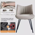 Sedia da pranzo moderna imbottita con schienale curvo e gambe in metallo nero - Grigio chiaro