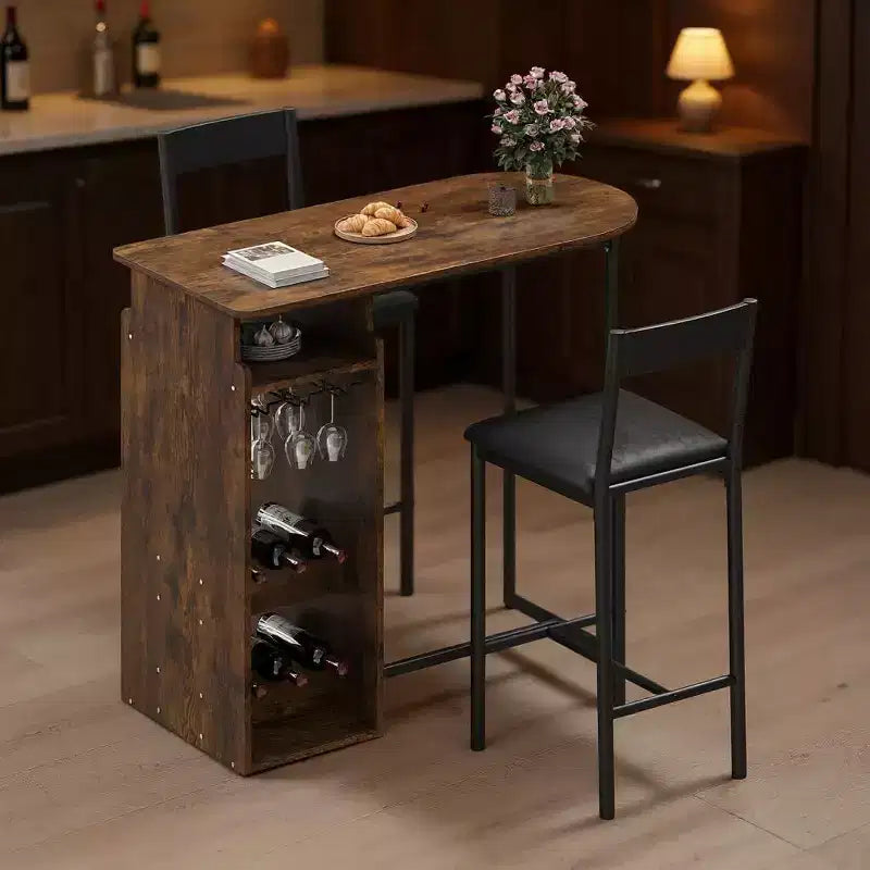 Tavolo da bar moderno a 3 pezzi con contenitore integrato, salvaspazio per cucina o appartamento