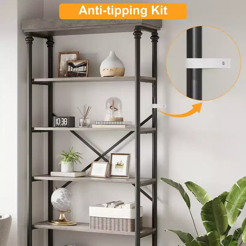 Libreria a 6 ripiani con cassetto portaoggetti, scaffale alto 81 pollici con struttura in metallo, libreria aperta per soggiorno, ufficio, camera da letto, biblioteca di casa