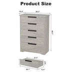 Cassettiera da camera da letto con 5 cassetti, in legno, per armadio, contenitore, organizer per ingresso, soggiorno e ufficio