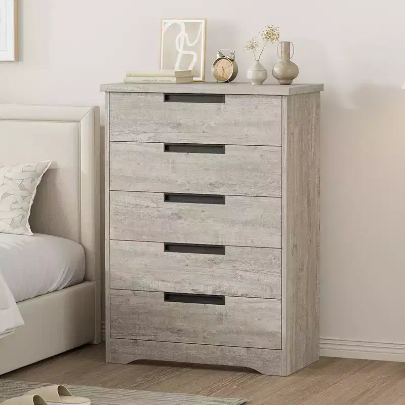 Cassettiera da camera da letto con 5 cassetti, in legno, per armadio, contenitore, organizer per ingresso, soggiorno e ufficio