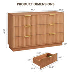 Comò moderno a 6 cassetti per camera da letto, cassettiera in legno da 120 cm, armadietto compatto per cameretta, ripostiglio per cabina armadio, soggiorno, appartamento