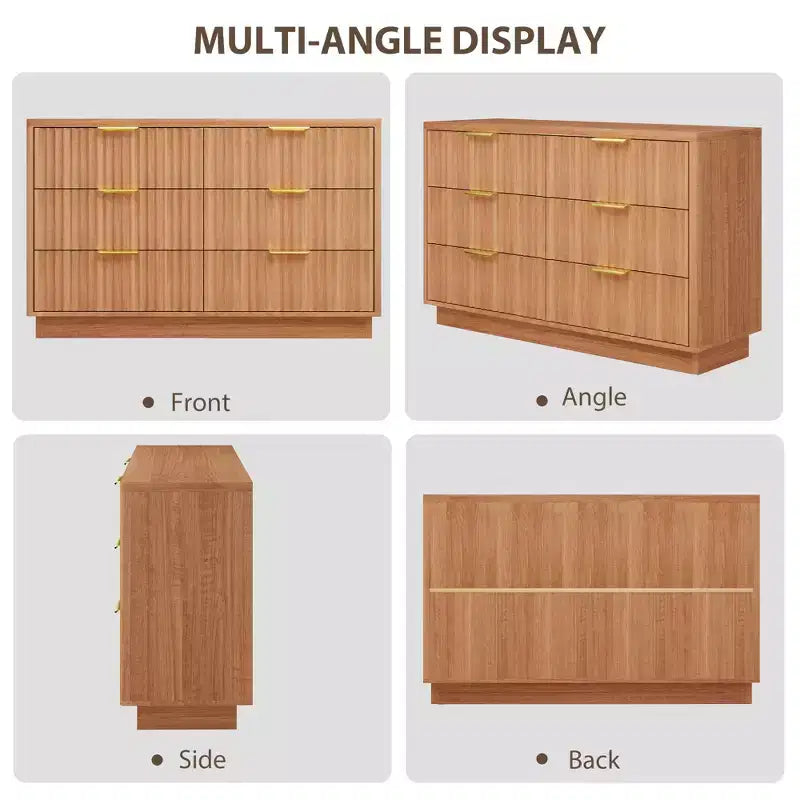 Comò moderno a 6 cassetti per camera da letto, cassettiera in legno da 120 cm, armadietto compatto per cameretta, ripostiglio per cabina armadio, soggiorno, appartamento