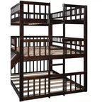Letto a castello triplo a una piazza e mezzo su una piazza e mezzo su una piazza e mezzo con scale e scivolo, Espresso
