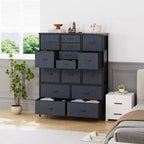 Cassettiera in tessuto alta 122 cm con 15 cassetti e struttura in acciaio e piano in legno, comò robusto per camera da letto, armadio, corridoio, soggiorno