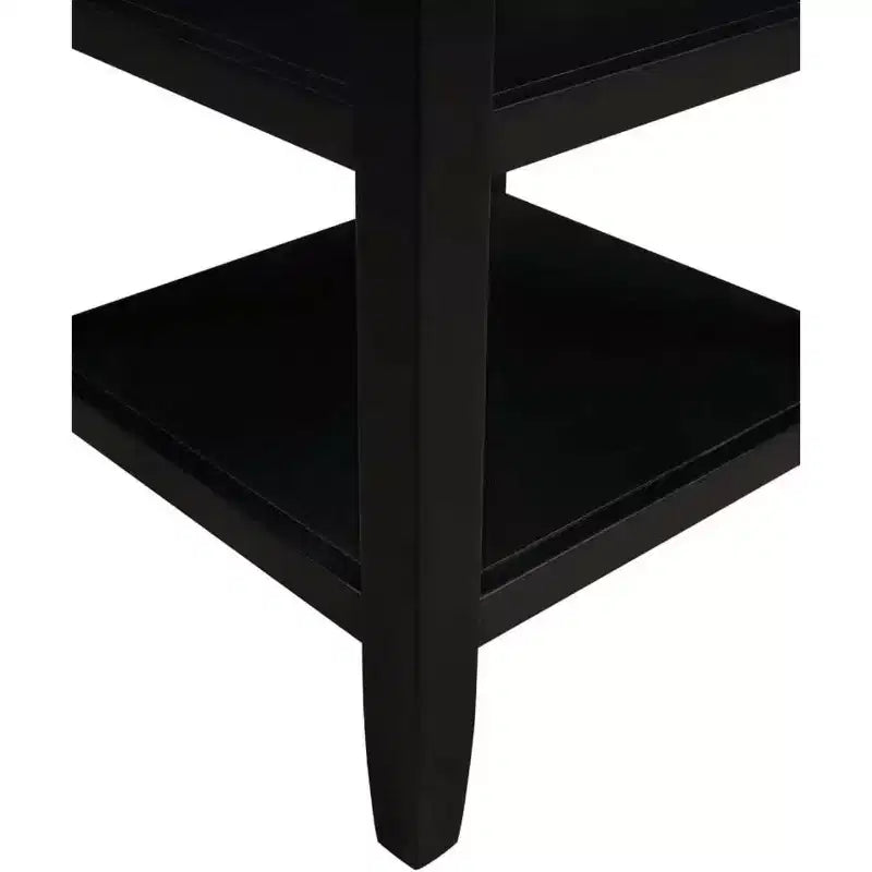 Tavolino Belmont con ripiani inferiore e centrale, semplice tavolino laterale in stile transizionale in legno di gomma per esposizione, contenimento e uso in soggiorno