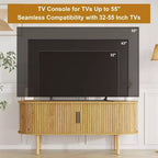 Mobile TV moderno con ante scorrevoli, credenza multimediale in legno con ripiani regolabili per soggiorno