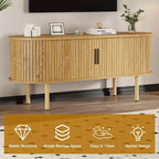 Mobile TV moderno con ante scorrevoli, credenza multimediale in legno con ripiani regolabili per soggiorno