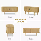 Mobile TV moderno con ante scorrevoli, credenza multimediale in legno con ripiani regolabili per soggiorno
