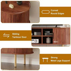 Mobile TV moderno con ante scorrevoli, credenza multimediale in legno con ripiani regolabili per soggiorno