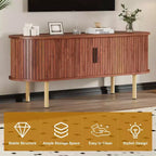 Mobile TV moderno con ante scorrevoli, credenza multimediale in legno con ripiani regolabili per soggiorno