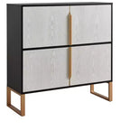 Credenza a quattro ante, buffet da 42 pollici con maniglie in metallo, mobile bar per caffè per cucina o soggiorno