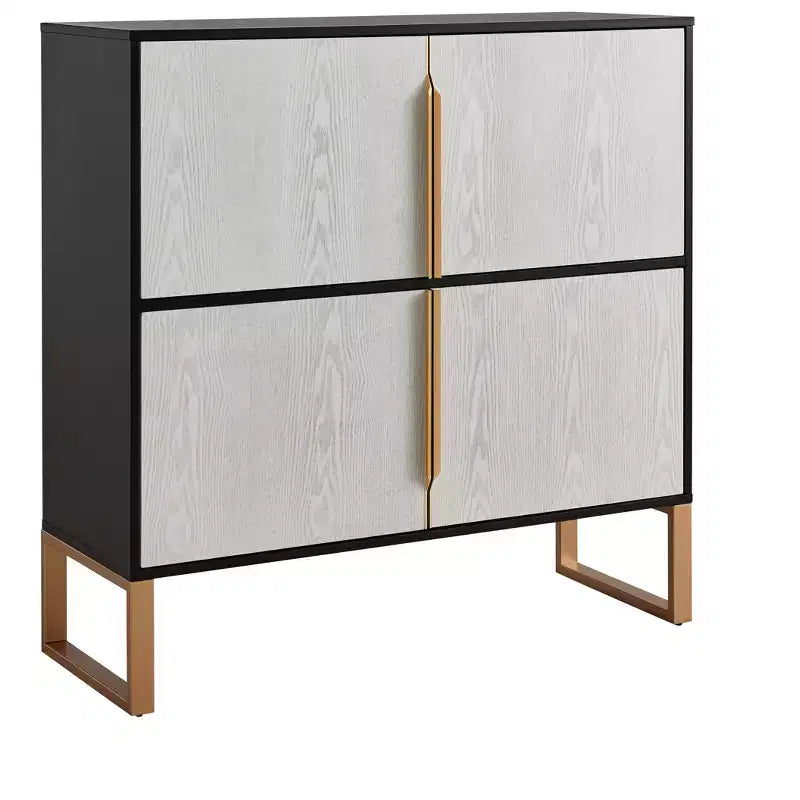 Credenza a quattro ante, buffet da 42 pollici con maniglie in metallo, mobile bar per caffè per cucina o soggiorno