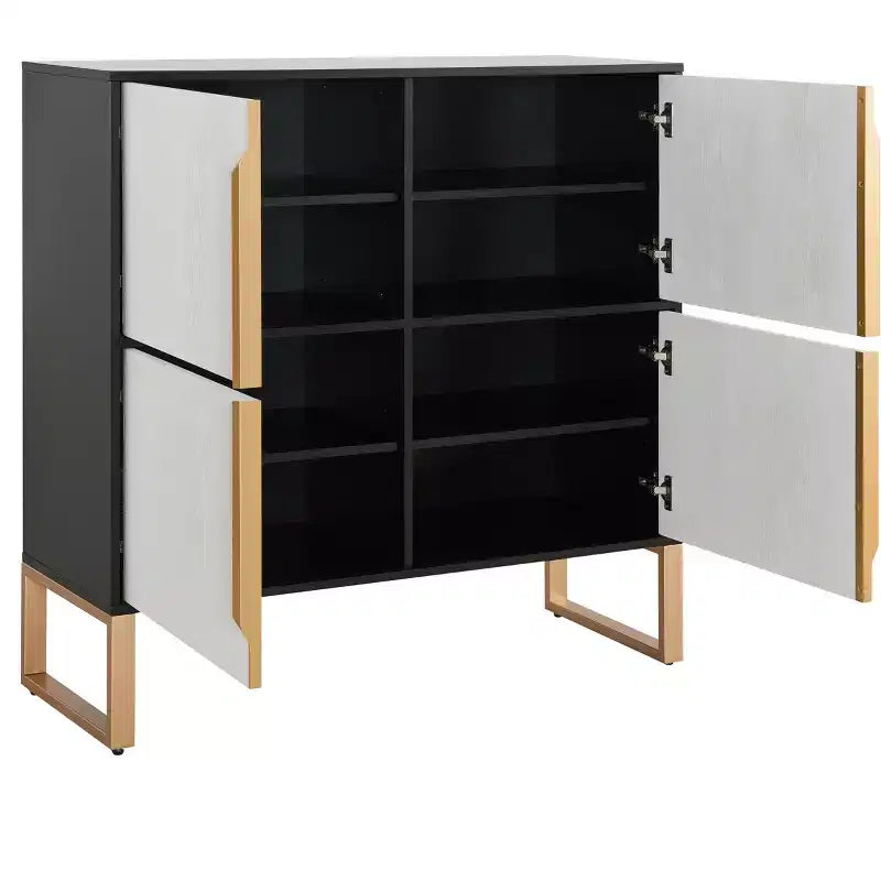 Credenza a quattro ante, buffet da 42 pollici con maniglie in metallo, mobile bar per caffè per cucina o soggiorno