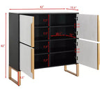 Credenza a quattro ante, buffet da 42 pollici con maniglie in metallo, mobile bar per caffè per cucina o soggiorno